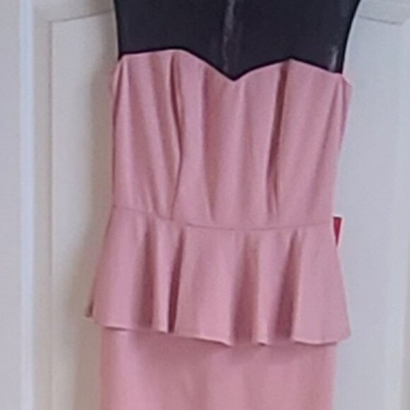 Pink & Black Lace PEPLUM DRESS SZ. M - Picture 2 of 7
